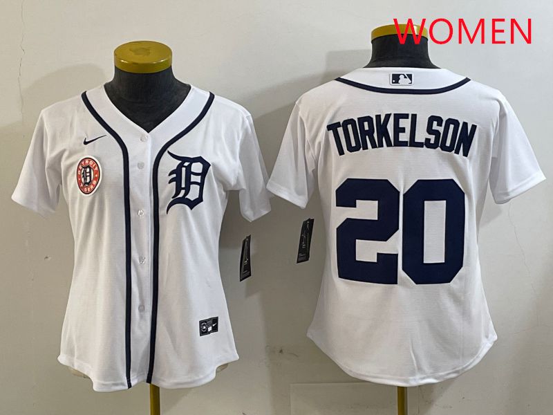Women Detroit Tigers #20 Torkelson White Game 2025 Nike MLB Jersey style 3